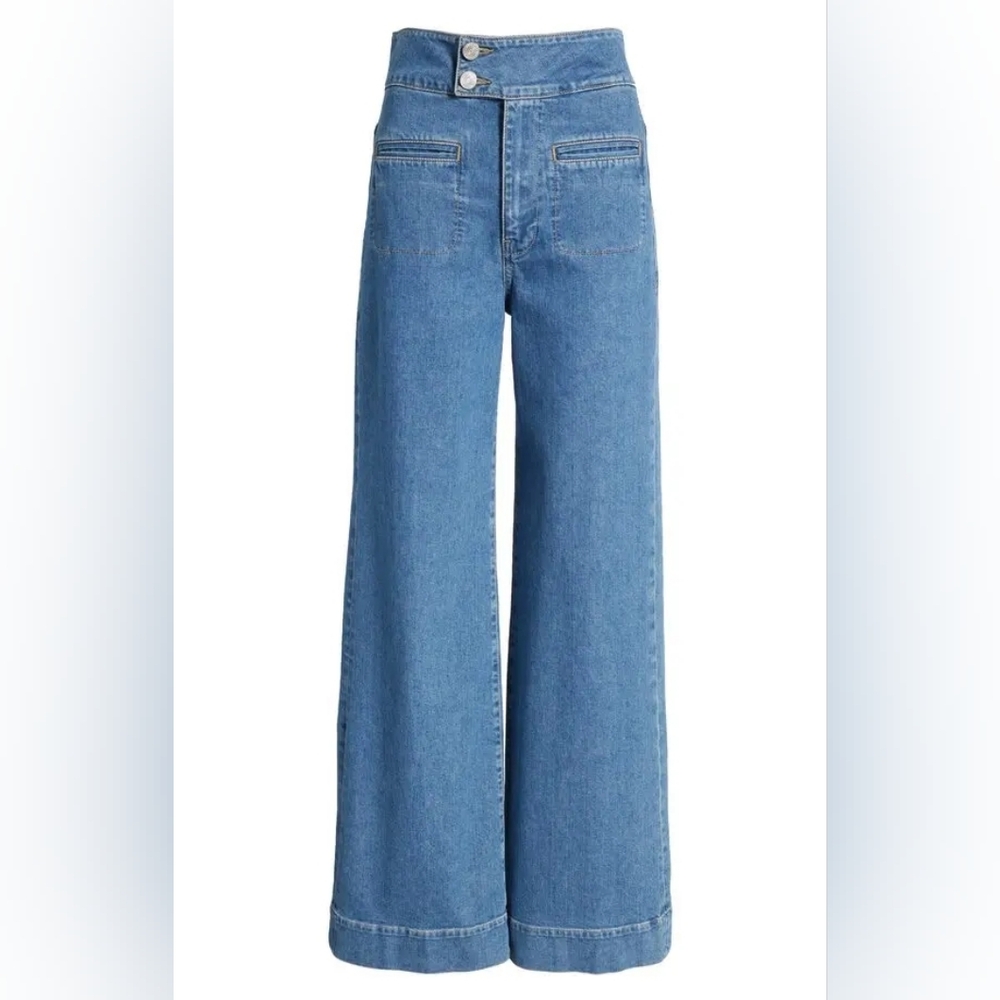 Frame Denim High-Rise Wide Leg Jeans in Light Blue (Le Hardy)